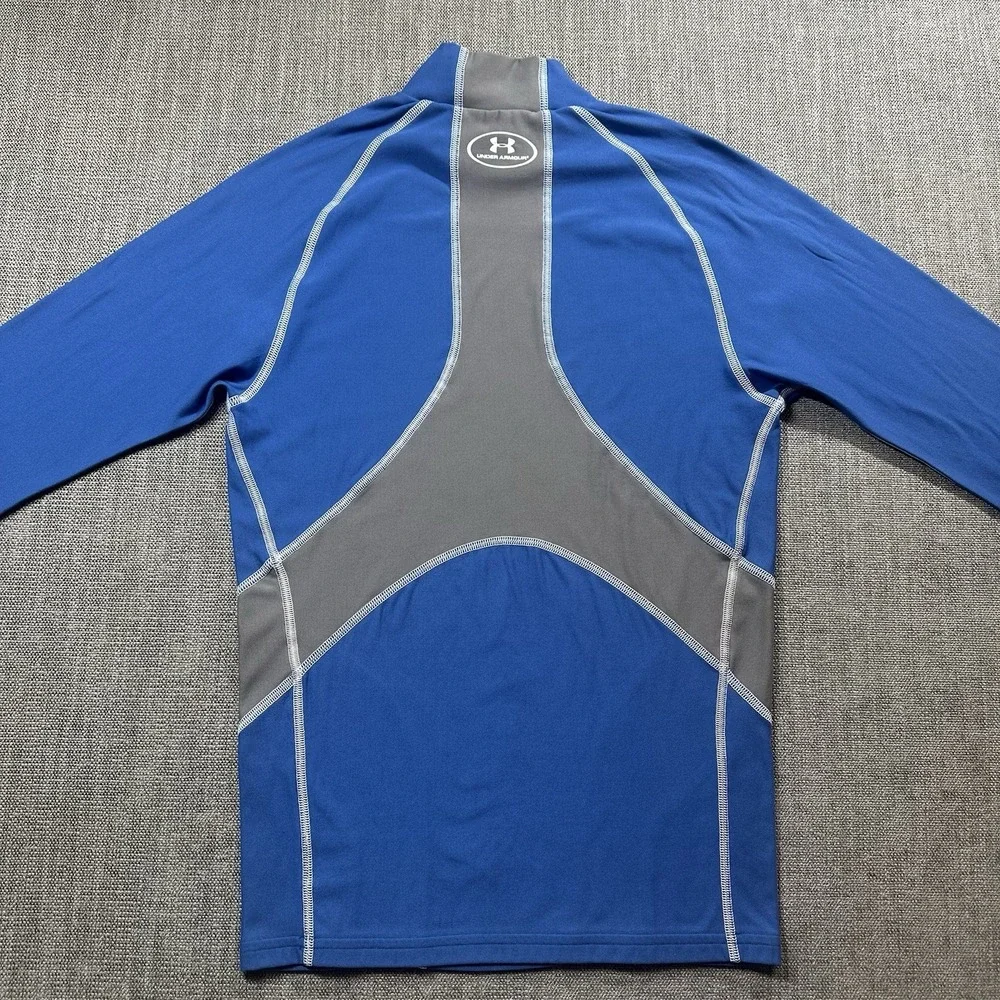 Under Armor Compression Shirt Mens L Large Blue Gray Long Sleeve Base Layer Mock
